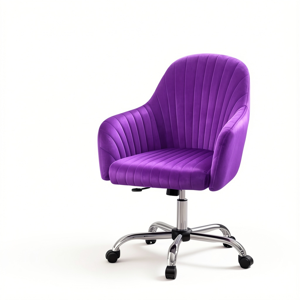 Purple Velvet Modern Swivel Vanity Chair