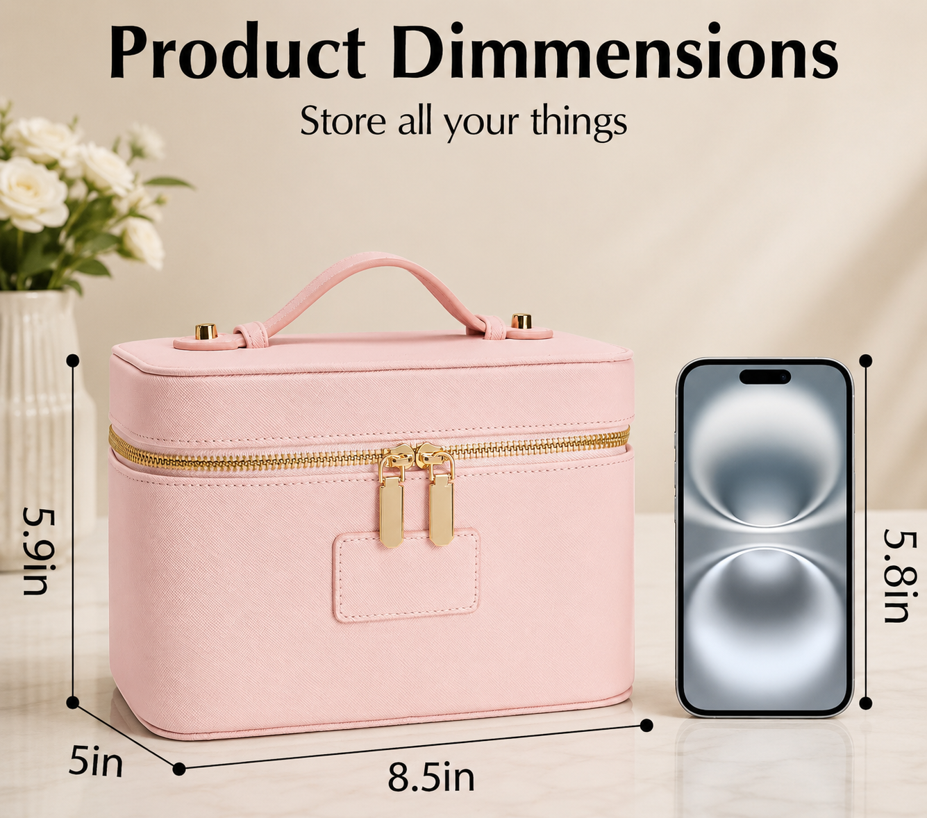 Leather Makeup Bag Cosmetic Case