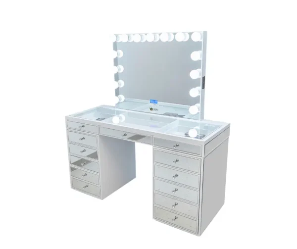 Natalia Mirrored Hollywood Makeup Vanity Station - Image 4