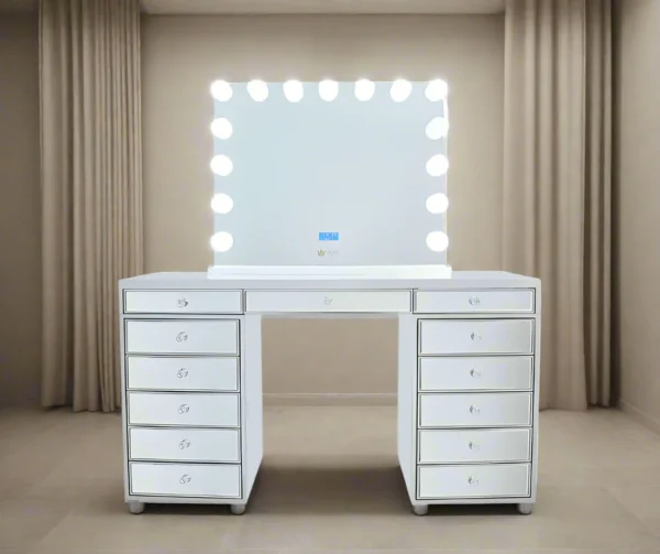 Natalia Mirrored Hollywood Makeup Vanity Station - Image 2